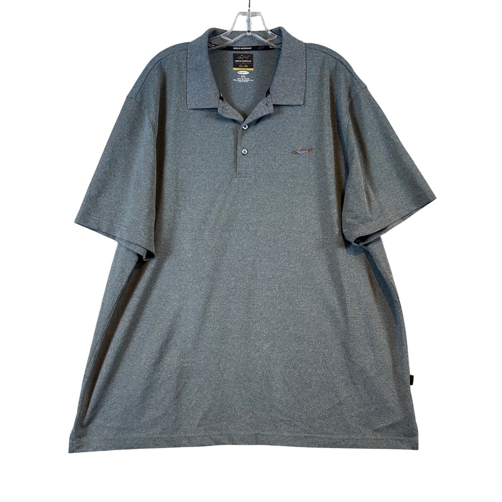 Greg Norman Tasso Elba Mens XXL Polo Shirt Gray Play Dry Short Sleeve Golf Top